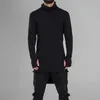 Men's Hoodies Turtleneck Sweatshirt Fashion Casual Solid Pullovers Autumn Winter Warm Hanging Ears Design Knitted Femme Black Slim