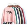 Kadın Hoodies Sweatshirts Wifey Mektupları Baskı Kadınlar Sweatshirt Koreli Oneck Kükürme Kalın Sonbahar Kış Kadınları DW380 230301