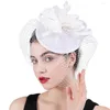 Coiffes Belle Maille Blanche De Mariage Chapeaux Mariée Mariage Chapeau Cap Sinamay Femmes Voiles Fascinator Chapeau Épingle À Cheveux Dames Casque