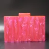 Evening Bags Rose Red handmade bag for lady party glitter acrylic evening clutch bags with resin chain female handbagL230302