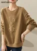 Women's Hoodies Sweatshirts Sentubila pullover trui dames tops dikke cartoon konijn mode veer 2023 casual oneck los 124A45243 230302
