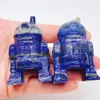 Decoratieve beeldjes natuurlijke lapis lazuli cartoon robot kristal snijwerk ambachten genezende energie steen mode woning decoratie cadeau 1 stks