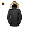 男性のフリースの並んで覆われた毛皮のフードの厚いサーマルオーバーコート付きのキムセレ長い冬の暖かいパーカスl-5xl