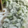 Decorative Flowers 1.8m Falling Snow Branches PE Encrypted Christmas Vine Green Pine Door Wall Hanging Decoration Winter Home Decor Fake
