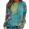 Women's Hoodies Sweatshirts World Map Printed Sweatshirt Fashion ONeck Long Sleeve Ladies Casual Sweater Autumn Winter for Women Tops 230302