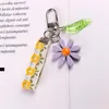 Keychains Handmade Cute Colorful Resin Flower Keychain Headphone Cover Keyring Lace Charm Bag Pendants Car Key Chains Wedding Party GiftsKey