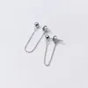 Stud Earrings 925 Sterling Silver Romantic After Hanging Type Tassel Strip For Women Wedding Statement Prevent Allergy Jewelry B046