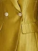 Femmes deux pièces pantalons femmes élégant Blazer ensemble pièces dorées double boutonnage veste pantalon formel bureau costume à manches longues hauts tailleur-pantalon