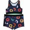 Retail Dames Tracksuits Fashion Yoga Outfits Designer 2 -delige zwempakken cartoon bedrukt vest en shorts sportfitness set