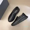 2023 P Black Men's Casual Shoes Högkvalitativ läder Luxna Design Round Toe Shoes Classic Thick Soles Gentleman's Sports Sneakers 01