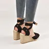 Sandaletler Dantel Yukarı Topuklu Yaz Kama Kadınlar İçin Ayakkabı Yüksek Sandal Boyutu 35-43 Sandales Çok Rahat Gladyatör