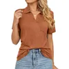 Women's T Shirts Womens V Neck Business Casual Collar Blus Short Sleeve Front Pocket Tunics Office Work Tops