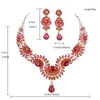 Necklace Earrings Set India Style Bridal Wedding Crystal Rhinestone Pearl For Women Party Fit Dress Fashion