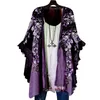 Damesblouses 3xl dames kleding zomer bloemenprint puff mouw kimono vest lossel los deksel casual blouse bovenkleding voor dagelijkse slijtage