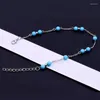 Anklets Selling Fashion Style Women's Gold/Silver Color Charm Ankle Blue Beads Bracelet Anklet DIY Handmade Jewelry Bijoux Gifts