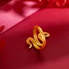 Anello da uomo da donna con design a forma di serpente in pietra verde Fresco regalo di gioielli di moda classico riempito in oro giallo 18 carati Regola la dimensione del regalo