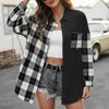 Giacche da donna Camicia casual da donna Abiti autunnali Giacca scozzese a quadri con risvolto Cappotto vintage in cotone a maniche lunghe allentato Harajuku Top