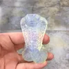 Dekorativa figurer Söta Opal Crystal Stone Snake Hand snidad djur Cobra Figuren Energifödelseshantverk Hemdekoration som gåva