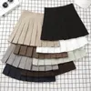 Brown Skirt Ladies Summer Clothe's High Waist Harajuku Korean Style Black Mini Pleated For School Girl Uniform 230301