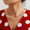 Collier ras du cou bohème en or pour femmes, charmant, chaîne en pierre colorée, bijoux de fête faits à la main, vente en gros