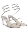 Été luxe Cleo femmes sandales chaussures ornées de cristal spirale enveloppes sangle talons hauts célèbre marque dame gladiateur Sandalias EU35-43