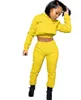 여자 2 피스 바지 스트리트웨어 편지 인쇄 여성 트랙 슈트 스웨트 팬츠와 까마귀 세트 2023 노란색 오렌지 블랙 세트