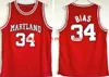 Basketball College 34 Len Bias Jersey Men University 1985 Maryland Terps Maglie Squadra Rosso Giallo Bianco Trasferta Sport Cucito