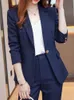 Ternos femininos Blazers Mulheres casuais elegantes calças de negócios terno de escritório senhoras magras de calça blazer vintage feminina moda feminina roupas coreanas duas peças 230302