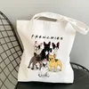 Einkaufstaschen Dackel Mops Terkel Mode Handtaschen Mädchen Druck Schulter Leinwand Einkaufstasche Harajuku Streetwear Brieftasche