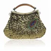 Vintage Women's Clutches Evening Bags with handle Peacock Pattern Sequins Beaded Bridal Clutch Purse luxury mini handbag WY35L230302