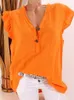 Blusas de mujer Verano Casual Color sólido Botones Mujeres Elegante Cuello en V Blusa sin mangas Camisas 2023 Señoras sueltas Blusas Jersey Tops