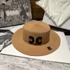 Sombreros de ala ancha con diseño geométrico para mujer, sombreros de paja generosos con letras para mujer, gorras de lavabo de calle a la moda para mujer