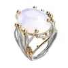 Fedi nuziali Anello da donna in pietra di luna naturale Pietra d'albume bianca in rattan adatto per gioielli di lusso di alta qualità