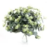 Fleurs décoratives 5 pièces 46 cm plante artificielle feuilles d'eucalyptus en plastique plantes vertes faux bricolage maison mariage décorations de noël