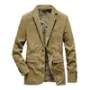 Garnitury męskie Blazers Corduroy 2 guziki Blazer Men Men Casual Jacket Office Biznesmen's Ubrania