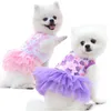 Peach Blossom Pet Suspender Skirt Dog Apparel Designer Doggy Clothe Princess Dresses Wedding Skirts Bow Evening Dress Dogs Clothes for Small Dogg S Blue