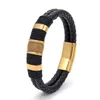 Men Women Mode gebreide armbanden Dubbele laag gevlochten 316L roestvrij staal DIY Kralen Zwart Leather Cord Bracelet Hip Hop Handwerk Accessoires Bangle Jewellry Jewellry