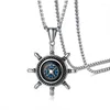 Chains 2023 Fashion And European America Titanium Steel Rudder Compass Personalized Pendant Necklace Suitable For Men's Jewelry