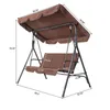 Camp Furniture 110 153Cm Brown Outdoor Swing Chair With Canopy Adjustable Height Chain Suitable For Courtyard Garden Poolside PatioCamp