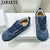 Dress Shoes Canvas Sneakers Blue Jeans Flat For Women Lace Up Platform Woman Flats Spring Button Zapatos Mujer 230302
