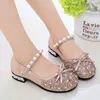 Flat Shoes Girls Princess Little Crystal Leather Summer Children's Single Soft Sole