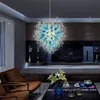 100% ręcznie wysadzony szklany żyrandol niebieski wisiorek Światło Modern Art Deco Dale Chihuly Style Szklanki żyrandol Włochy Zaprojektowane oświetlenie Lampa żyrandola LR434
