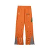 سروال جرافيتي رجالي معارض Sweatpants منقوش بأحرف مرقطة سروال نسائي فضفاض للزوجين فضفاض متعدد الاستخدامات مستقيم رمادي برتقالي