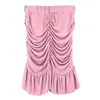 Gonne arricciate Skinny A-line Eleganza Donne coreane Sweet Ruffle Patchwork Solid Casual Vita alta Mini Gonna a tubino