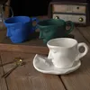 Cups Saucers Modern Abstract Face Art Coffee Cup met schotel en lepel Creatief keramisch latte theeset