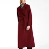 Wełna damska 2023 Moda kaszmirowy płaszcz jesień zimowe kobiety vintage szczupły projektant z kieszonkową luksusem