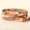 Strand Bohemian Leather Wrap Bracelets W/ Natural Stone Beaded Bracelet Femme Teengirls Boho Jewelry Bijoux Dropship