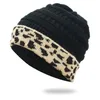 Basker varm skidbaggy stickad hatt vinter kvinnor chunky cap leopard mjuk slouchy baseball mössor frat pojke dräkt för