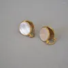 Hoop Earrings WTLTC 2023 Ins Stylish Small Round White Shell For Women Double Side Coin Disc Metal Brass Femme Jewelry