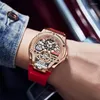 Relógios de pulso Hanboro Mens Relógios automáticos relógios de luxo para homens Mechanical Watchwatch à prova d'água luminosa Skeleton Dial tira de borracha